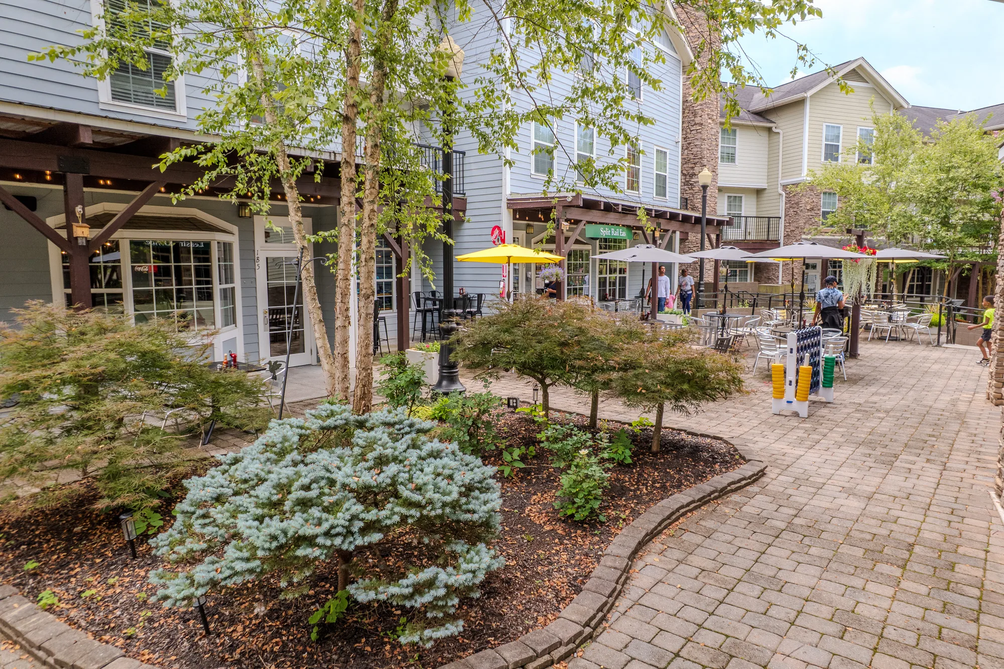Drone aerial of commercial retail space Gatlinburg